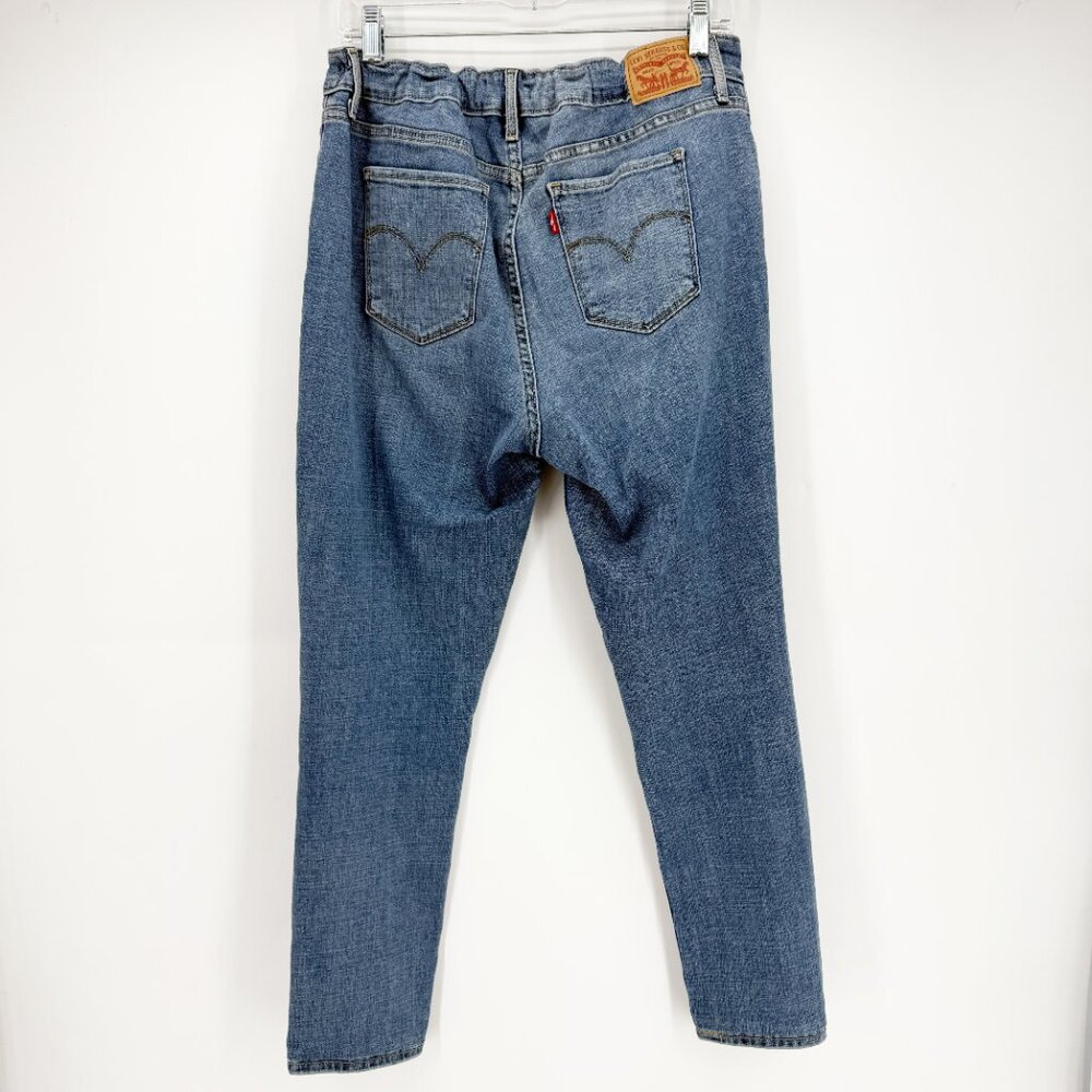 Levi's Medium Indigo Zip Fly Straight Skinny Leg Stretch Denim (Elastic Waist) - Picture 6 of 14
